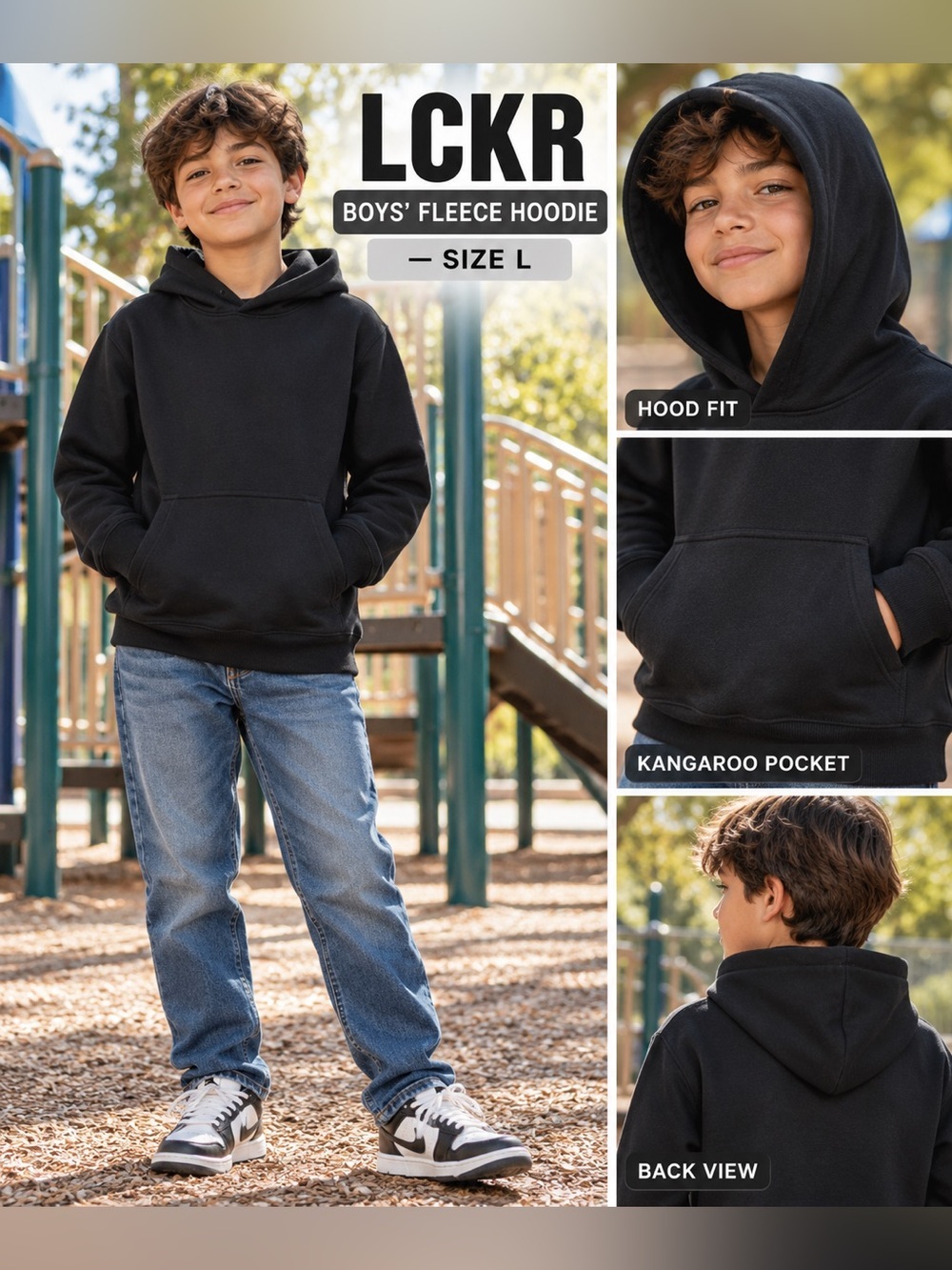 LCKR Boys LCKR Fleece Hoodie - Boys' Grade School Black Size Large